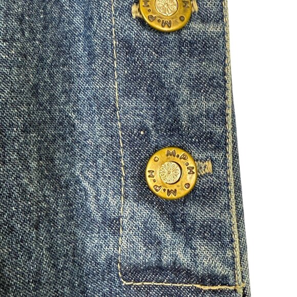 M.P.H. Blues Denim Maxi Jumper Dress XL Embroidered Prairie Flowers Side Buttons - Picture 7 of 12